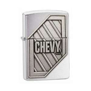  Zippo Brushed Chrome Lighter, Chevy Bars Emblem Sports 