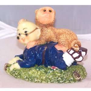    Buddha Boy with Chinese Zodiac Monkey Figurine 