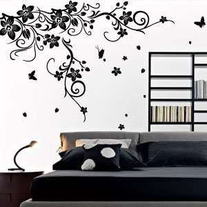 Large Vine Flower Butterfly Wall stickers / Wall decal  120*170cm 