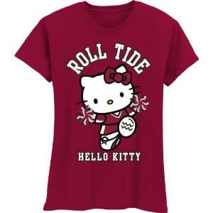  NCAA Alabama Crimson Tide Hello Kitty Pom Girls Crew Tee 