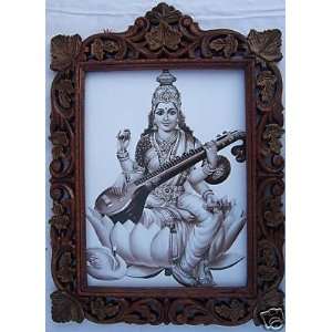   : Maa Saraswati with his Saraswati Veena, Wood Frame: Everything Else