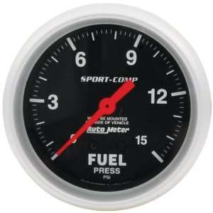   Diameter 0 15 PSI Mechanical Auto Meter Sport Comp Fuel Pressure Gauge