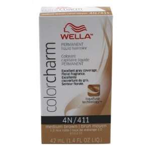 Wella ColorCharm Liquid #0411/4N Medium Brown Hair Color (3 Pack) with 