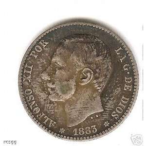  SPAIN 1883 83 1 PESETA SILVER COIN 