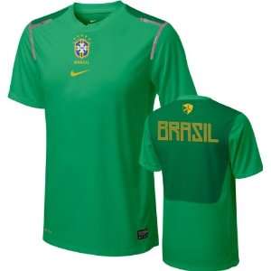    Brazil Soccer Green Nike Prematch Jersey