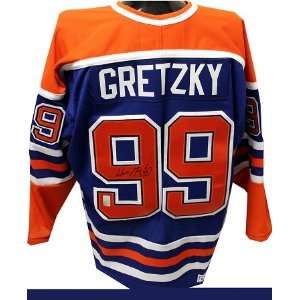  Wayne Gretzky Autographed Blue Oilers Replica Jersey 