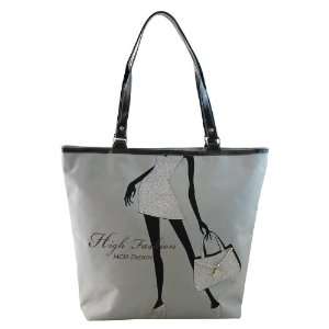  High Fashion Tote Bag Gray 16.1x13.7x4.5