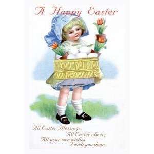  Vintage Art Happy Easter   10922 x: Home & Kitchen
