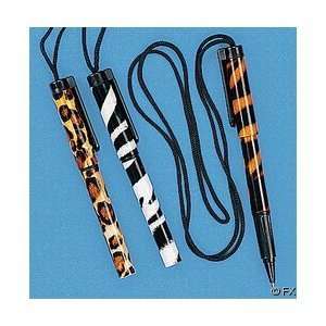  12 Animal Print Pens on a Rope: Toys & Games