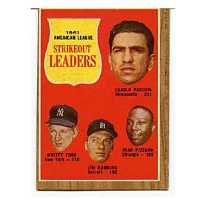  1961 American League Strikeout Leaders 1962 Topps Card 