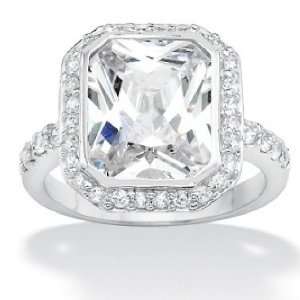   12 Carat Diamond Octagon Platinum over Silver Ring Paris Jewelry