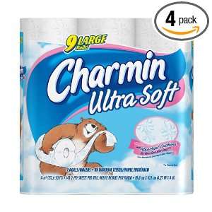 Charmin Ultra Soft 9 Large Rolls, 143 2 Ply Sheets per Roll (Pack of 4 