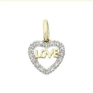   14k Solid Yellow Gold Diamond Love Heart Pendant 17108