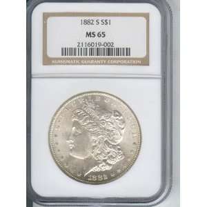  1882 S MORGAN SILVER DOLLAR CERTIFIED MS65 BY NGC 