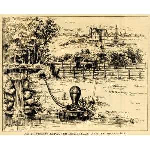 1889 Print Hydraulic Ram Pumping Machine Goulds Manufacturing Vintage 