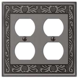   Victorian Antique Pewter   2 Duplex Outlet Wallplate