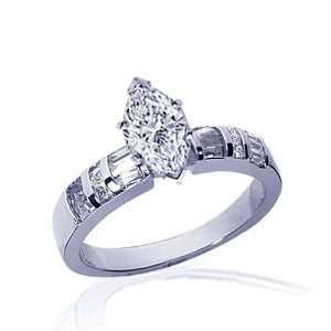  1.55 Ct Marquise Cut Diamond Engagement Ring Channel Set 