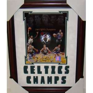  NEW 1984 Celtics Champs 5 SIGNED Framed Display JSA LOA 
