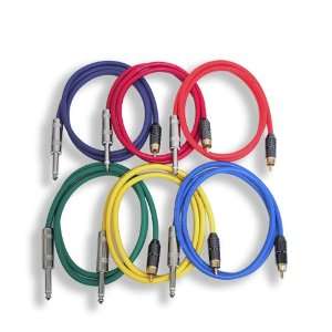  GLS Audio 3ft Patch Cable Cords   RCA To 1/4 Color Cables 