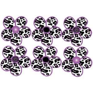  Cheetah Print Purple Daisy Flower Wall Stickers, Decals 