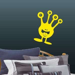    Yellow Large Fun Monster with Four Eyes Wall Decal