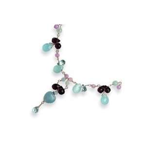 Purple Blue Crystal Lavender Quartz Necklace   16 Inch   Lobster Claw 