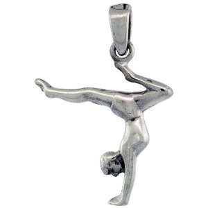   Sterling Silver Gymnastics Gymnast Pendant, 1 in. (25mm) tall: Jewelry
