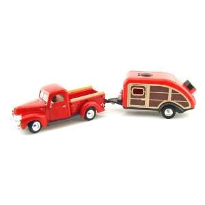    1940 Ford Truck w/ Tear Drop Trailer 1/24 Red: Toys & Games
