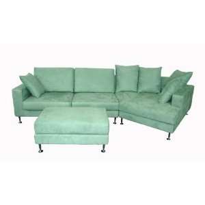    Modern Microfiber 3 Piece Sectional Green: Kitchen & Dining