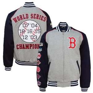  Boston Red Sox Gray Fleece Varsity Jacket: Sports 