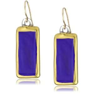 Yummi Glass 24k Gold Painted Murano Glass Lapis Color Rectangle Drop 