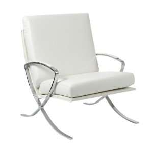   Lounge Chair (White and Chrome) (34H x 28W x 31D): Home & Kitchen