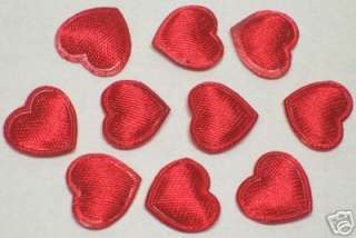 Cute Small Padded Satin Heart appliques x160 Red   Xmas  
