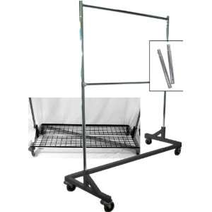 Extended Height Double Rail Z Rack Rolling Clothes Rack Garment Rack 