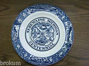 SEBEWAING MICHIGAN CENTENNIAL COMMEMORATIVE PLATE 1853/1953  