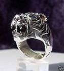 SILVER RING  the TIGER  BLUE SAPPHIRE EYES 2x4 0.3ct