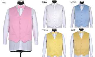 Mens Tuxedo Vest Set 4 Pieces Vest, Bow Tie, Handkerchief, and Tie 9 