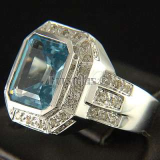 Natural Topaz Diamonds 10k Solid Gold Mens Ring r00062  
