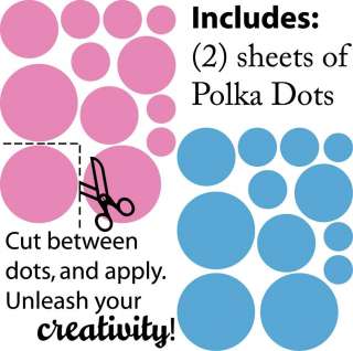 SET 24 POLKA DOTS (8 inch to 3 inch size) Circles Wall Stickers Vinyl 