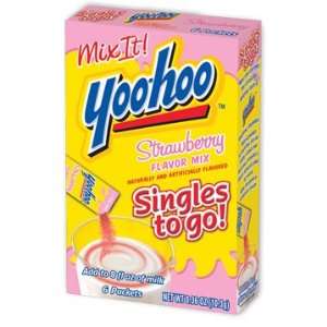 Yoo hoo Strawberry Flavor Mix Singles to Go [1 Box, 6 packets]:  