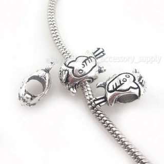 50x Sliver Plated Bird Charms Beads Fit Bracelet 8A0143  