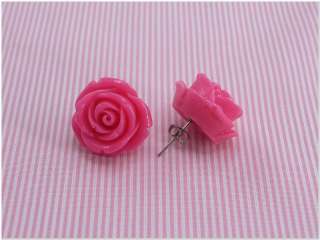Wholesale lot of 3 sets Color Rose Studs Earrings Rings  