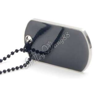Black Stainless Steel Military Dog Tag Blank Pendant Necklace Chain 