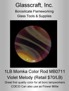 Momka 1LB Violet Medley Boro Glassblowing Lampwork Bead  