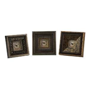  of 3 Regal Wood Beveled Framed Roman Numeral Clocks