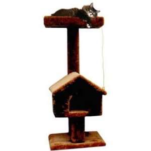 45 Inch Low House with Tray Cat Tree : Color OFF WHITE : Leg Covering 
