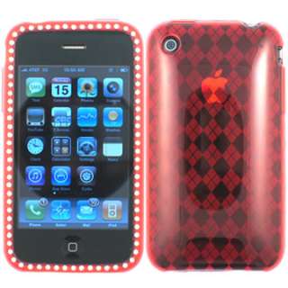 RUBBER BLING CRYSTAL SKIN CASE COVER for iPHONE 3GS 3G  