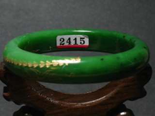 Hetian Green Nephrite Jade Bangle Bracelet 6.0cm + Cert  