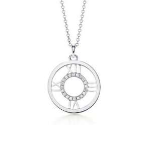 Silver Roman Numeral Clock Facing Necklace Jewelry