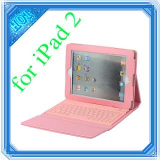 Wireless Bluetooth Keyboard + PU Leather Case for Apple iPad 2 Pink 